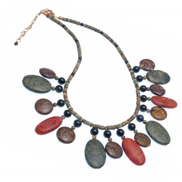 Polished natural stone beaded 19 necklace