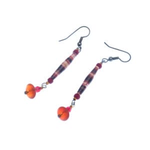 A necklace made from colorful recycled paper