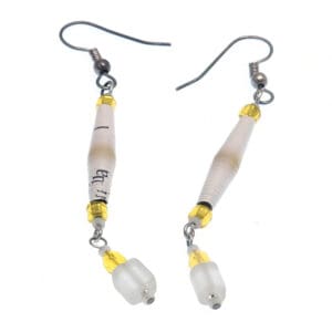 dangle earrings made from recycled White Office paper